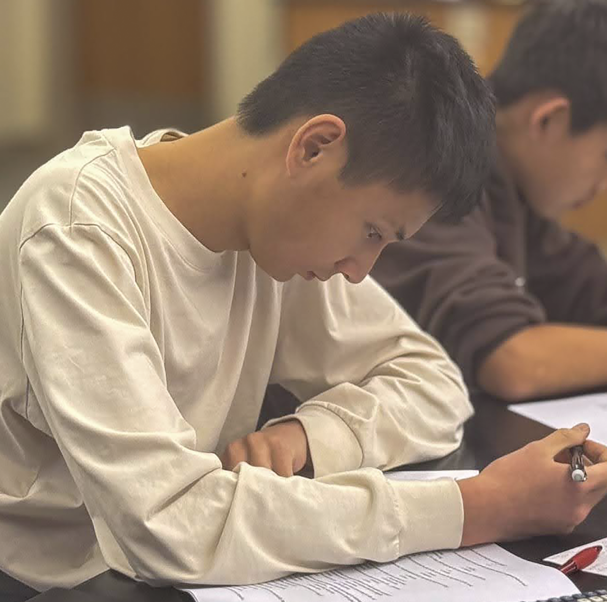 TESTING THE LIMITS — Palo Alto High School senior Forrest Chou takes the qualification exam for the Paly SciOly Team.